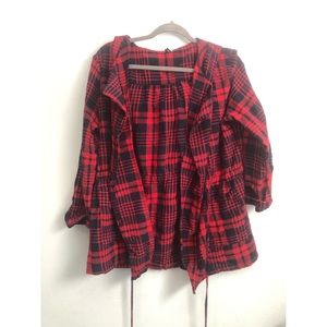 Red and navy light flannel jacket.
